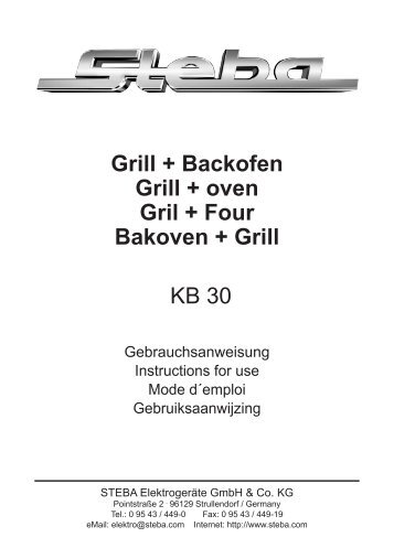 KB 30 Grill + Backofen Grill + oven Gril + Four Bakoven + Grill - Steba