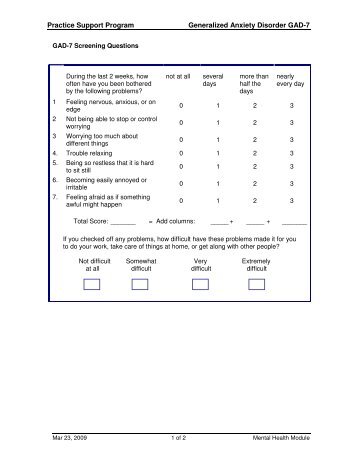 Practice Support Program Generalized Anxiety Disorder ... - GPSC