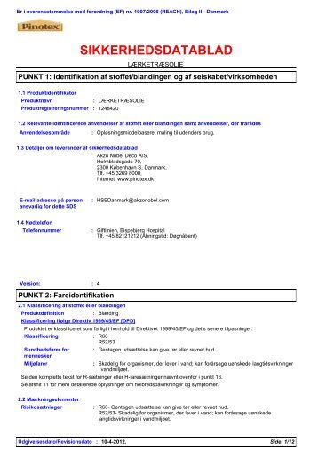 SIKKERHEDSDATABLAD - Pinotex