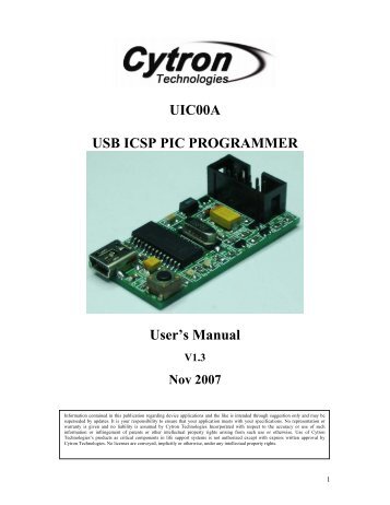 UIC00A USB ICSP PIC PROGRAMMER User's Manual - Cytron ...