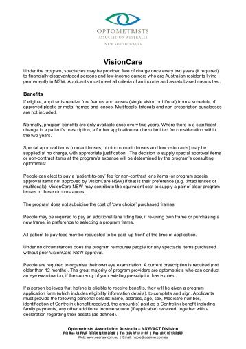 OAA VisionCare PDF - Optometrists Association Australia NSW/ACT ...