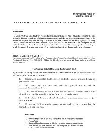 The Charter Oath - Asia for Educators - Columbia University