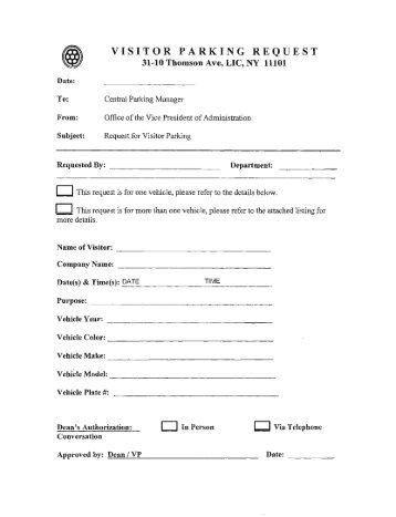Visitor Parking Request Form