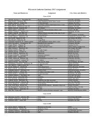 2011 Graduate and Vicar Assignments - Wisconsin Lutheran Seminary