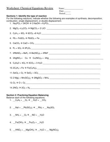 Worksheets Writing And Balancing Chemical Equations Worksheet Answers writing and balancing chemical equations worksheet samsungblueearth answers 1 25 templates