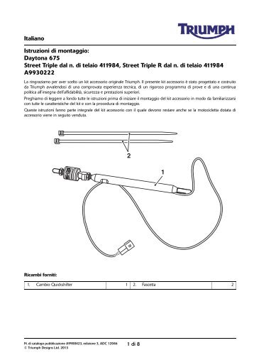 Daytona 675 & Street Triple Quickshifter_IT.fm - Triumph Instructions ...