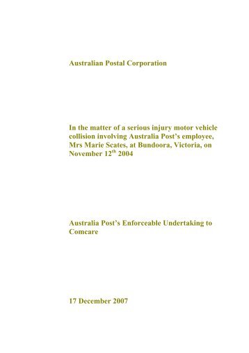 Enforceable undertaking - Australian Postal Corporation - Comcare