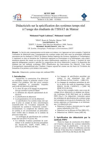 Didacticiels sur la spÃ©cification des systÃ¨mes temps rÃ©el Ã  l'usage ...