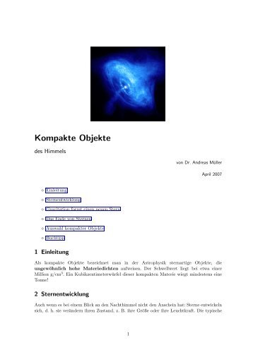 Kompakte Objekte - Wissenschaft Online