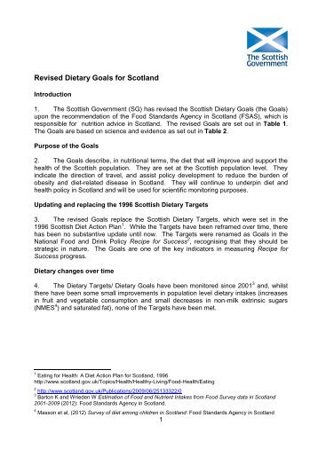 Dietary Goals for Scotland - Scottish Government