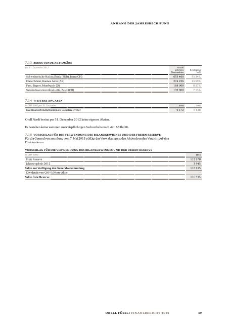 Orell FÃ¼ssli GeschÃ¤ftsbericht 2012 - orell fÃ¼ssli holding ag