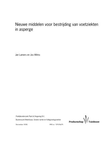 Nieuwe middelen voor bestrijding van voetziekten in asperge