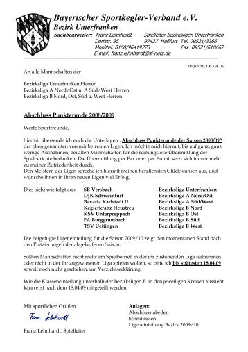 Bayerischer Sportkegler-Verband eV - Kegeln-Bezirk-Unterfranken