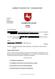 Arbeitsgericht Hannover - Rechtsanwalt Ralf Möbius