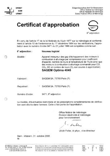 Certificat d'approbation - LegNet