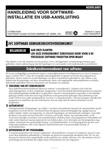 handleiding voor software- installatie en usb-aansluiting - Jvc