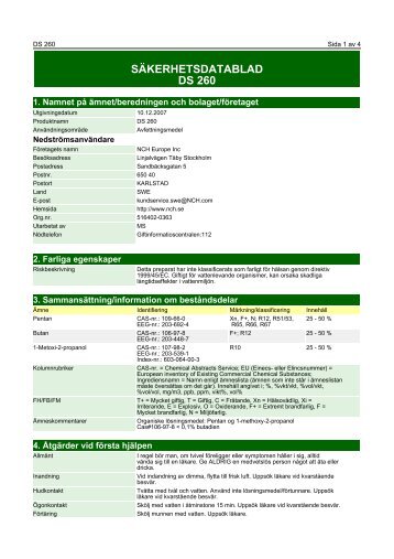 SÃKERHETSDATABLAD DS 260 - IQ Logistics