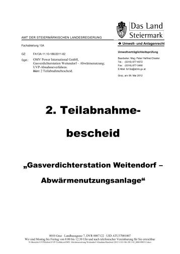 2. Teilabnahmenbescheid