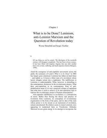 What is to be Done? Leninism, anti-Leninist ... - Campus Activism