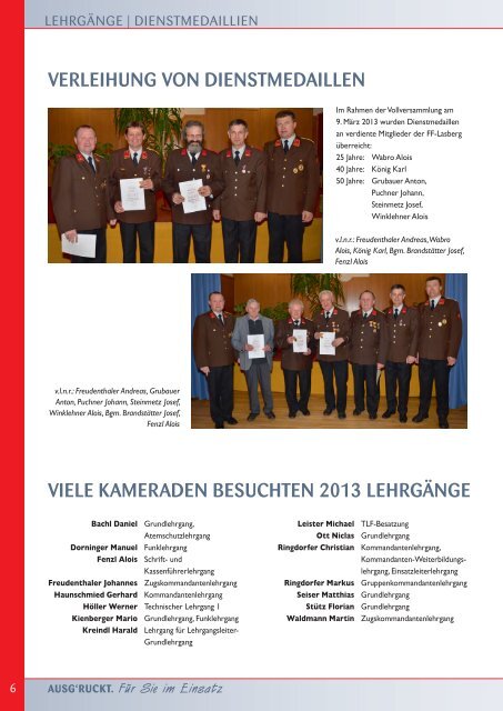 JAHRESBERICHT 2013 - Freiwillige Feuerwehr Lasberg