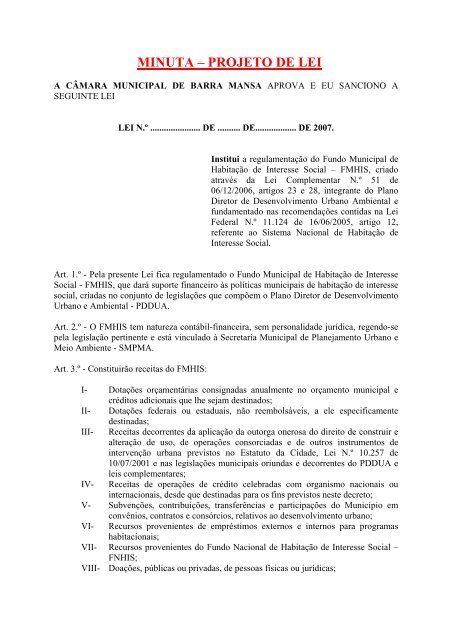 Minuta A A A Projeto De Lei Prefeitura Municipal De Barra Mansa Minuta A A A Projeto De Lei Prefeitura Municipal De Barra Mansa