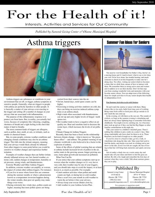 JulySept 2010 Okeene Municipal Hospital