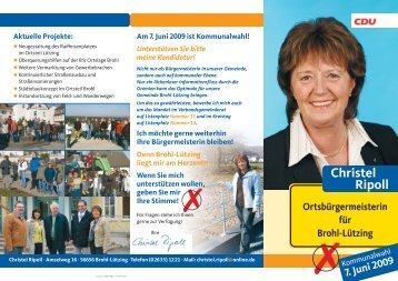 Christel Ripoll Kandidatin für das Amt der ... - CDU Brohl-Lützing