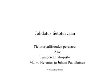 Johdatus tietoturvaan - Tampereen yliopisto