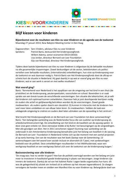 Verslag Blijf kiezen voor kinderen - 140127