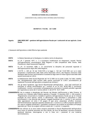 Decreto n. 1152 del 28 novembre 2006 - Regione Autonoma della ...