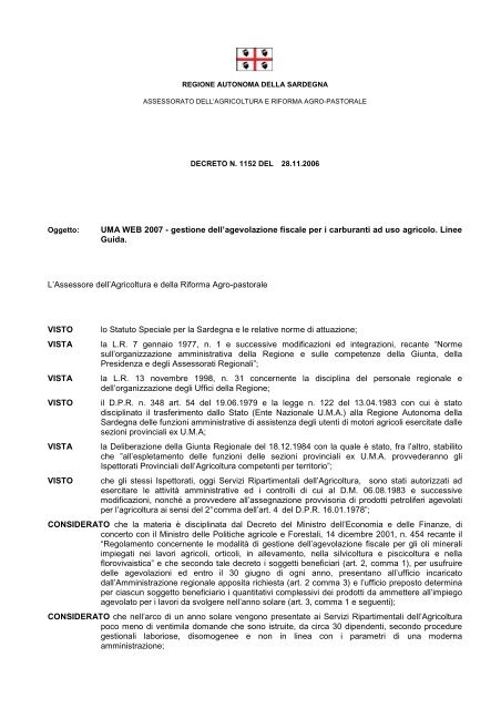 Decreto n. 1152 del 28 novembre 2006 - Regione Autonoma della ...