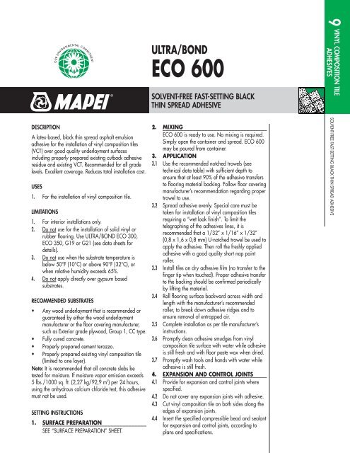 Ultrabond ECO 185, technical sheet