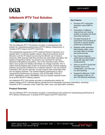 IxNetworkTM IPTV Test Solution - Ixia