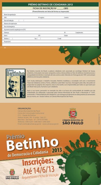 prÃªmio betinho de cidadania 2013