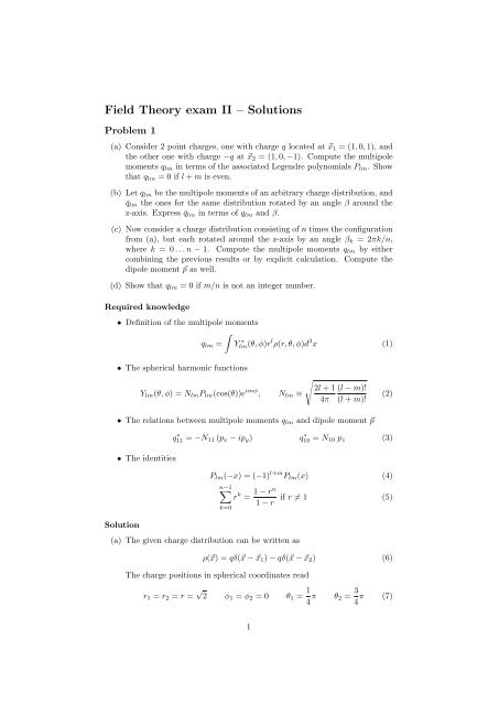Field Theory exam II â Solutions
