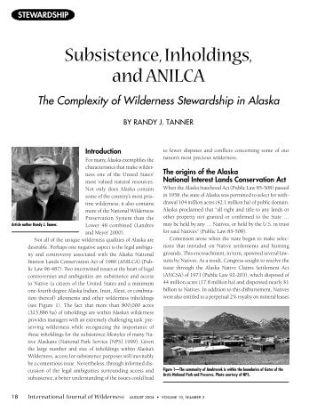 Subsistence, Inholdings, and ANILCA - Wilderness.net