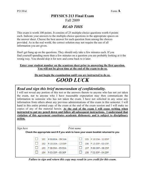 Physics 213 Final Exam