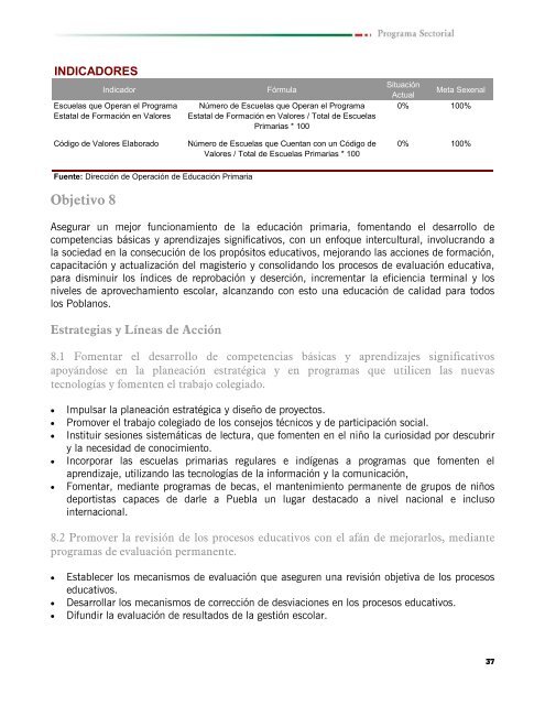 Programa Sectorial 2005-2011 de EducaciÃ³n, Cultura y Deporte