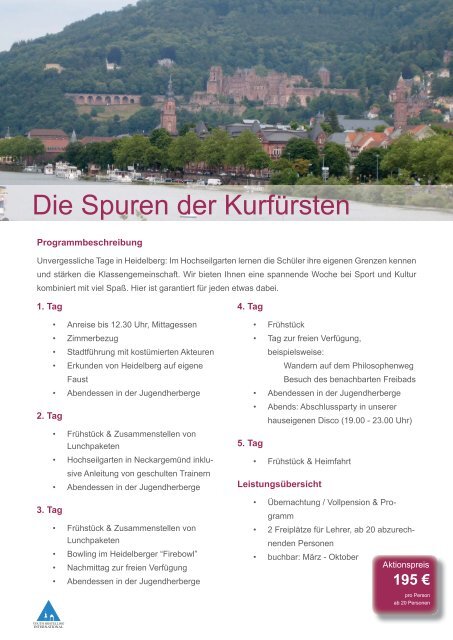 Informationen fÃ¼r Schulklassen 2013 - Jugendherberge Heidelberg ...