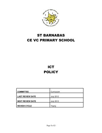 ICT Policy - St Barnabas CEVC Primary School