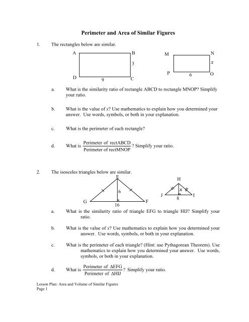 x Perimeter and Area of Similar Figures - mdk12