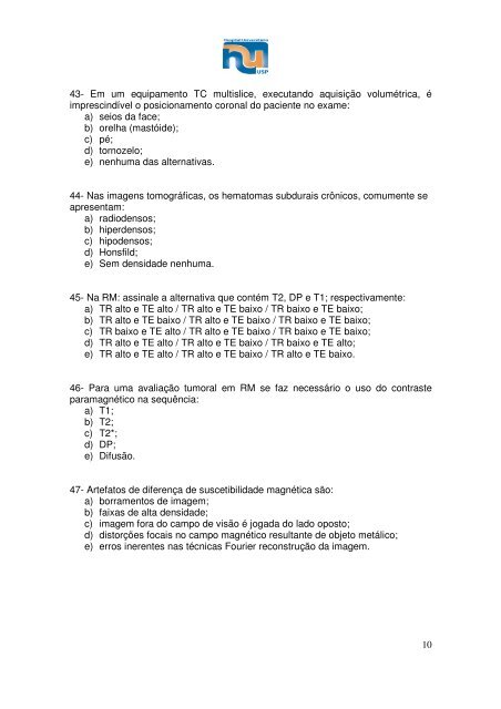 Caderno de QuestÃƒÂµes - Hospital UniversitÃƒÂ¡rio Ã¢Â€Â“ USP