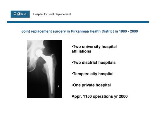 COXA hospital for joint replacement - Julius Centrum Integrated ...