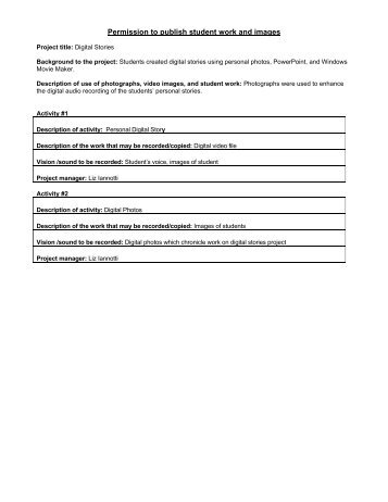 Permission to publish student work and images