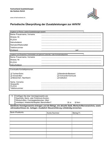 Periodische ÃƒÂœberprÃƒÂ¼fung der Zusatzleistungen zur AHV/IV