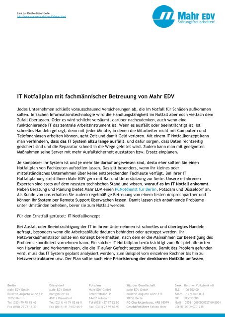 IT Notfallplan mit fachmännischer Betreuung von Mahr EDV als PDF ...