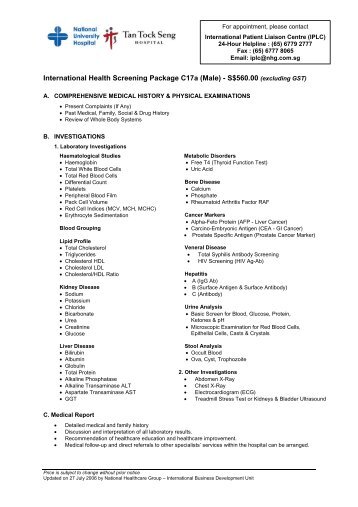 Corporate Multiphasic Health Screening Package C14 ... - Singapore