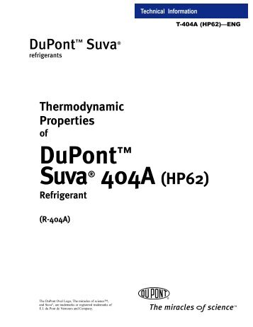 Thermodynamic Properties of DuPont(tm) Suva(R) 404A Refrigerant