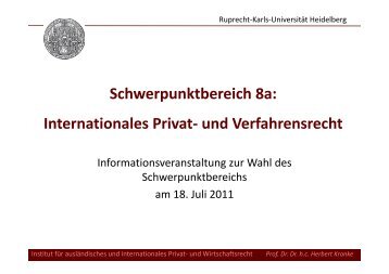 Schwerpunktbereich 8a: Internationales Privat- und Verfahrensrecht