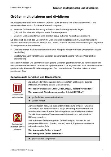 GrÃ¶Ãen multiplizieren und dividieren